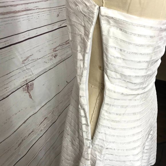 Parker NY White Karmen Lace Trim Silk Dress - Picture 9 of 12